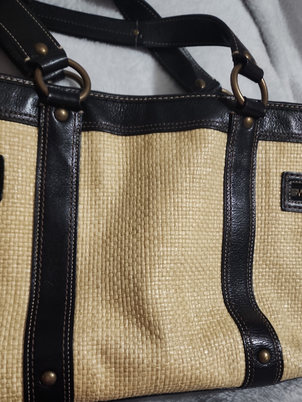 Vintage Coach Legacy Straw and Leather Tote 2005 EUC - Picture 12 of 16